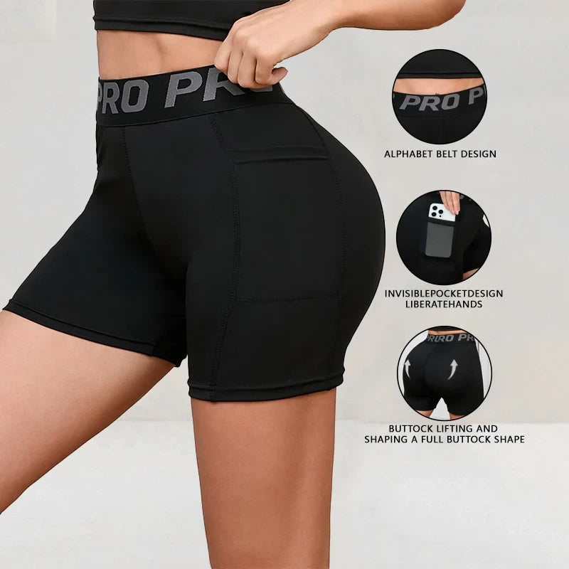 Shorts sportivi elastici con cintura