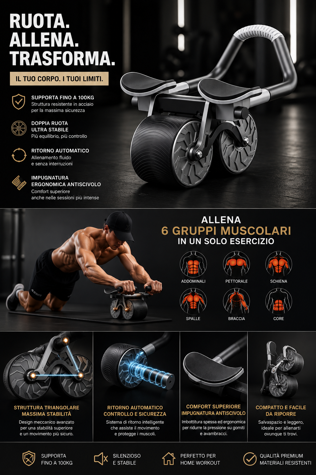 Automatic Rebound Abdominal Wheel