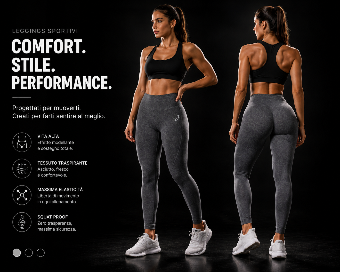 Leggings Fitness Donna – Vita Alta, Tessuto Elasticizzato e Traspirante per Allenamento, Yoga e Running