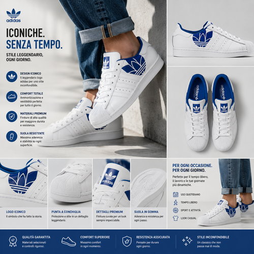 Adidas Superstar White – Sneakers Unisex in Pelle